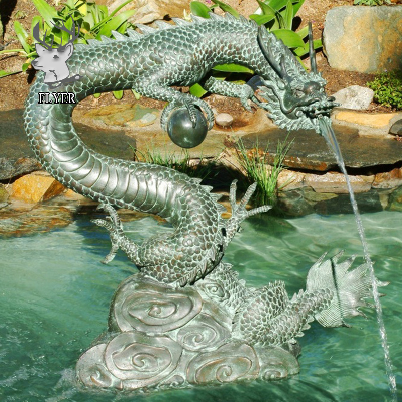 Large bronze dragon water fountain for garden decoration