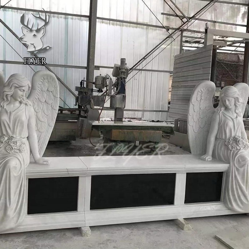 Life Size Marble Headstone Tombstone Modern Decoration White Stone Gravestone Marble Angel Tombstone