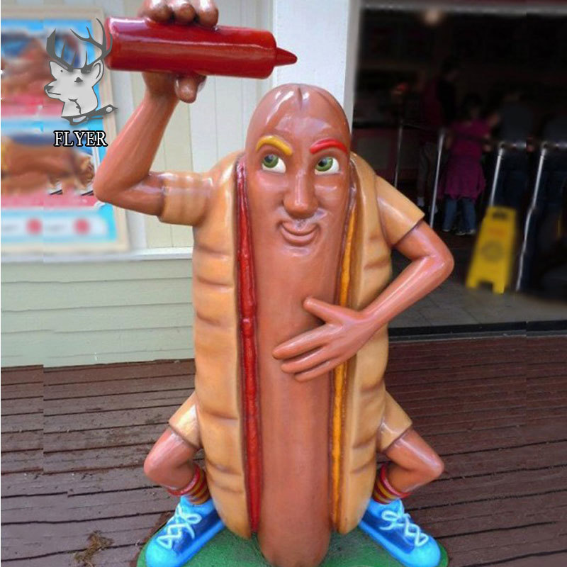 Shop decoration fiberglass food sculpture large hot dog statue