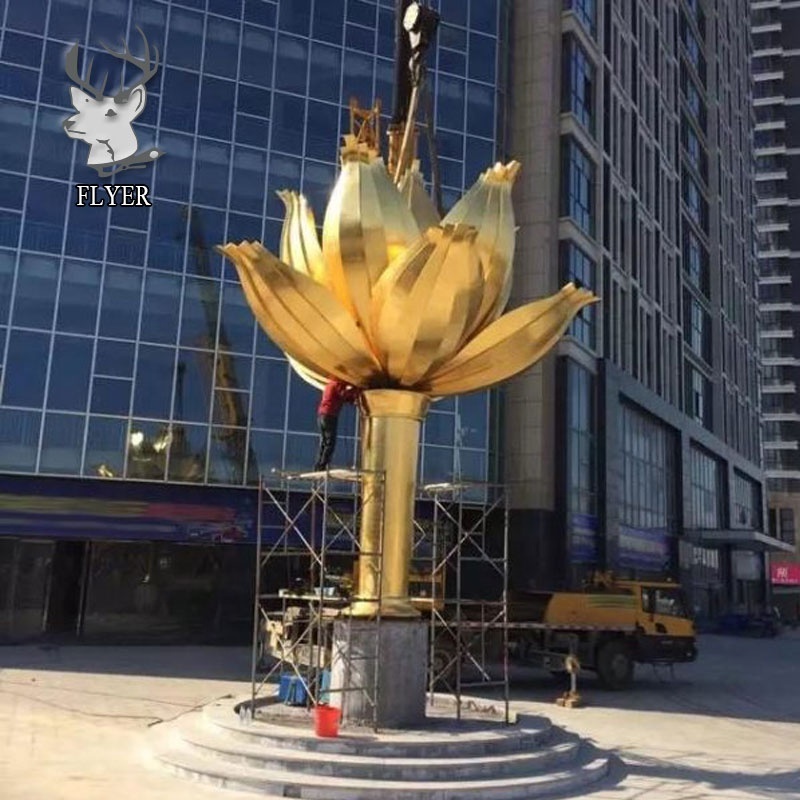 High quality large metal flowers outdoor stainless steel flower rose sculpture for sale