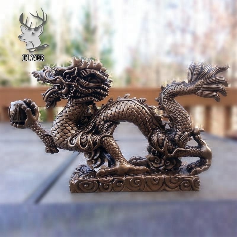 Modern Outdoor Decoration Eastern Mythical Creatures Feng Shui Bronze  Dragon Statue Garden Bronze Water Fountain