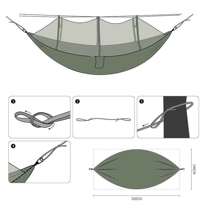 OBSHORSE Hammock with Mosquito Net for Outdoor Camping Hammock