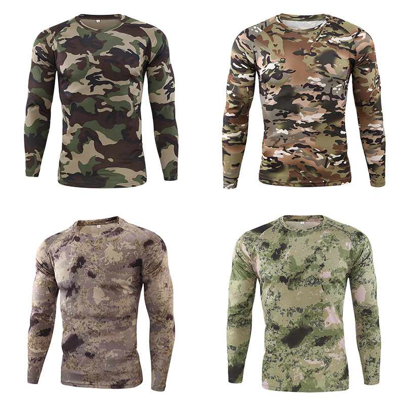 OBSHORSE Tactical Outdoor Real Tree Men's t-shirt Hunting Clothing Hiking Camping t Shirts Realtree Camo Shirt