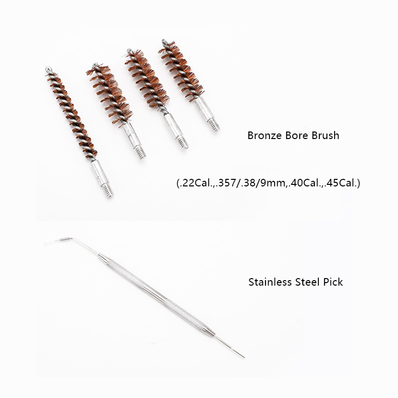 OBSHORSE 16 Pieces .22 .357. .38 9mm .45 Caliber Cleaning Brushes Universal Gun Cleaning Kit