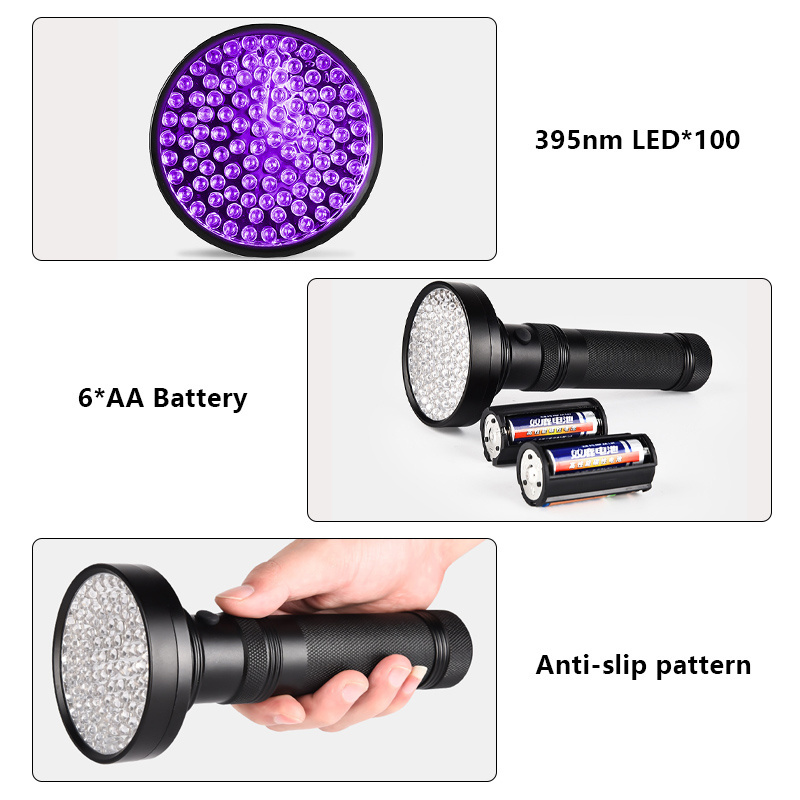 OBSHORSE Taschenlampe Linterna UV 100 LED Flashlight 395nm Black Light UV Flashlight