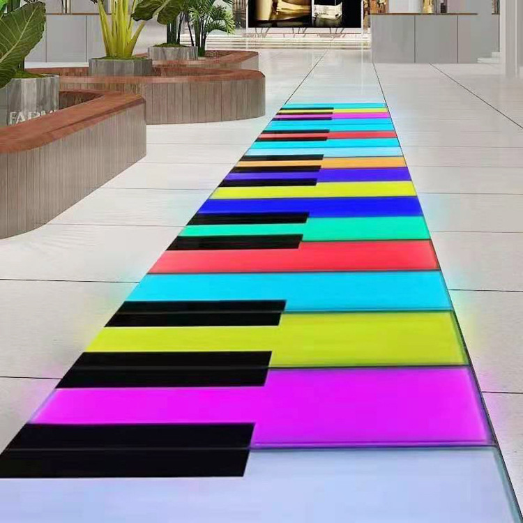 New Event Rental Props Giant Lighting Piano Floor Interactive Dance Floor Led Tile Light Infinity Mirror For Party Use