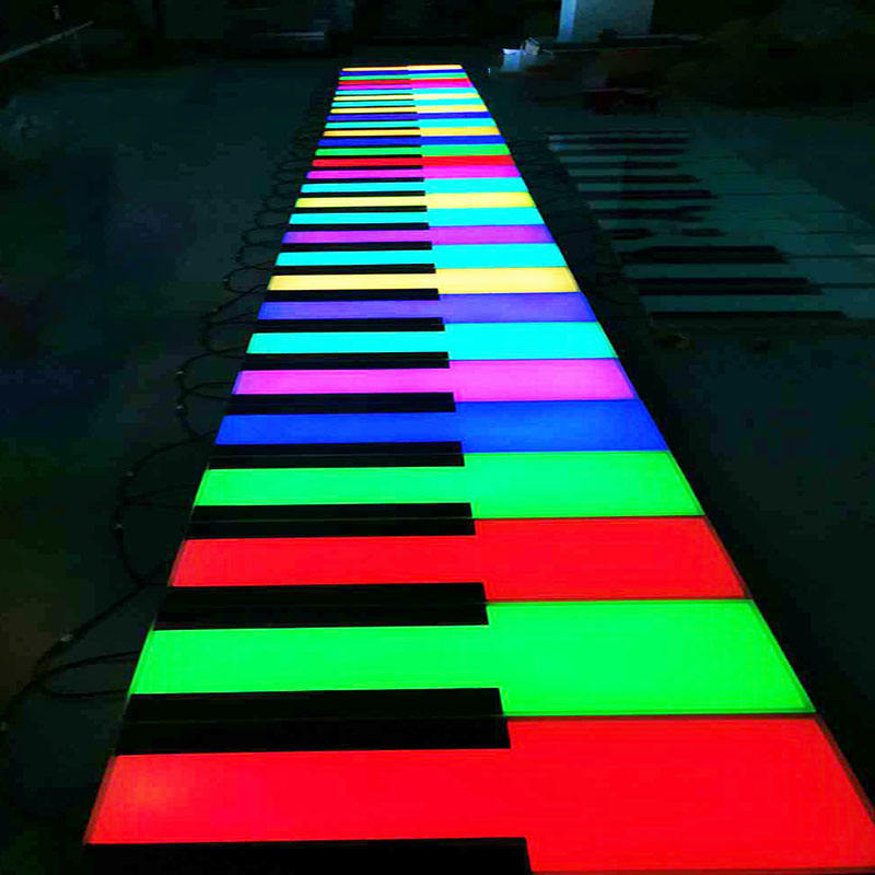 New Event Rental Props Giant Lighting Piano Floor Interactive Dance Floor Led Tile Light Infinity Mirror For Party Use