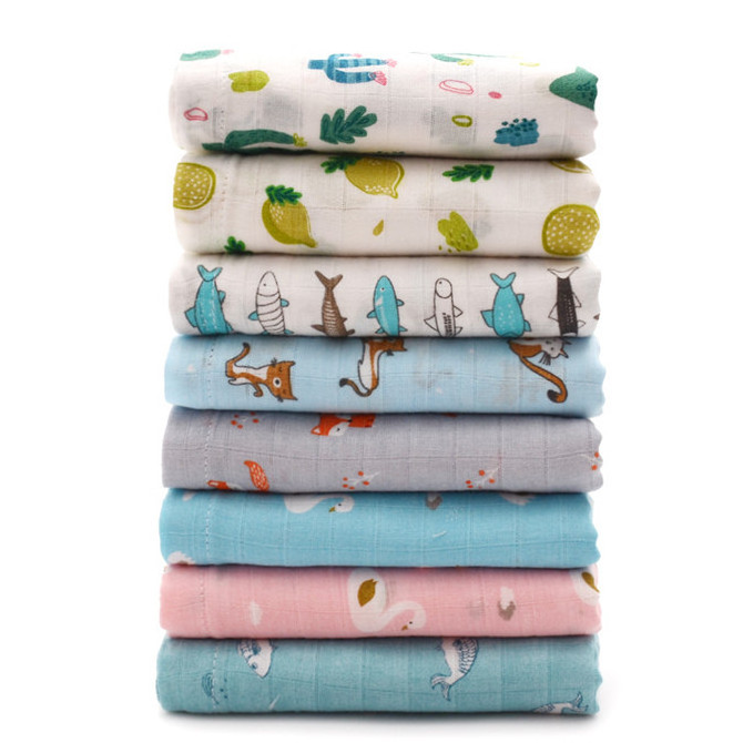 Baby muslin bamboo fiber blanket infant bath towel newborn blanket swaddle