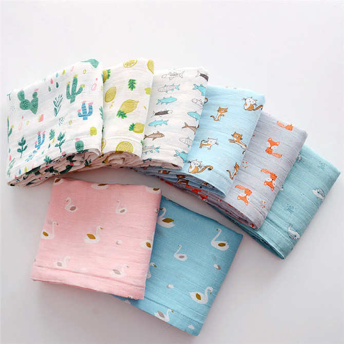 Baby muslin bamboo fiber blanket infant bath towel newborn blanket swaddle