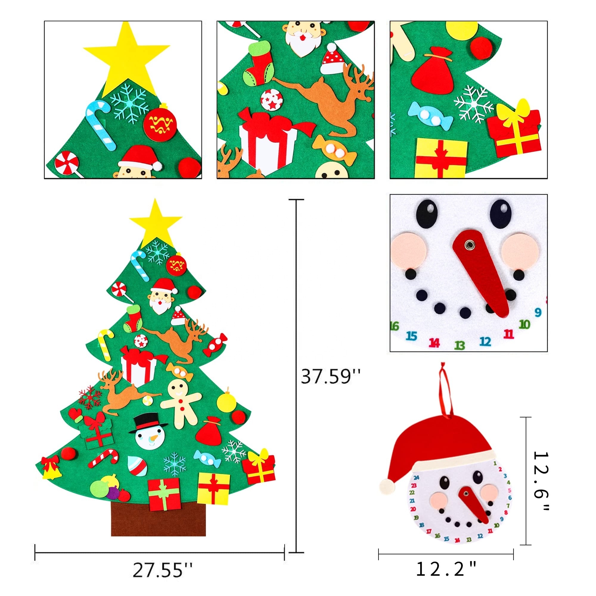 Christmas New Year Craft Gifts Wall Hanging DIY Decorations Hanging Kids Felt Christmas Tree