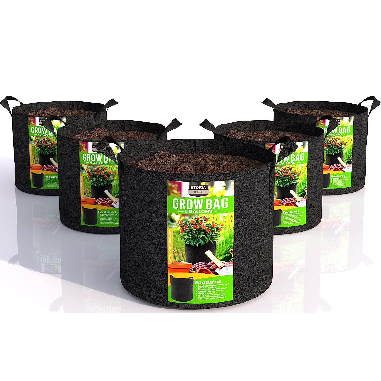 Gallons Heavy Duty Thickened Nonwoven Fabric Pots Grow Bags with Handles 3 Gallon Grow Bags