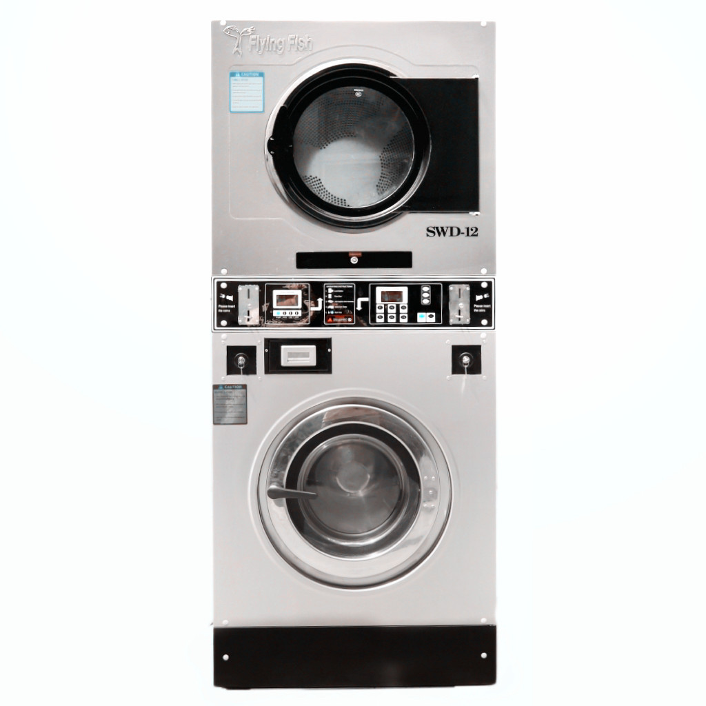 Start a Laundromat in Flying Fish Commercial Stack Laundry Washer and Dryer Machine Laundry Equipment Wholesale