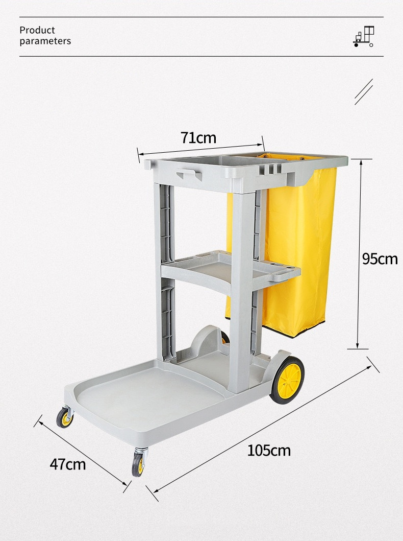 Hotel Room Service Housekeeping Janitorial Supplies Plastic Cleaning Trolley