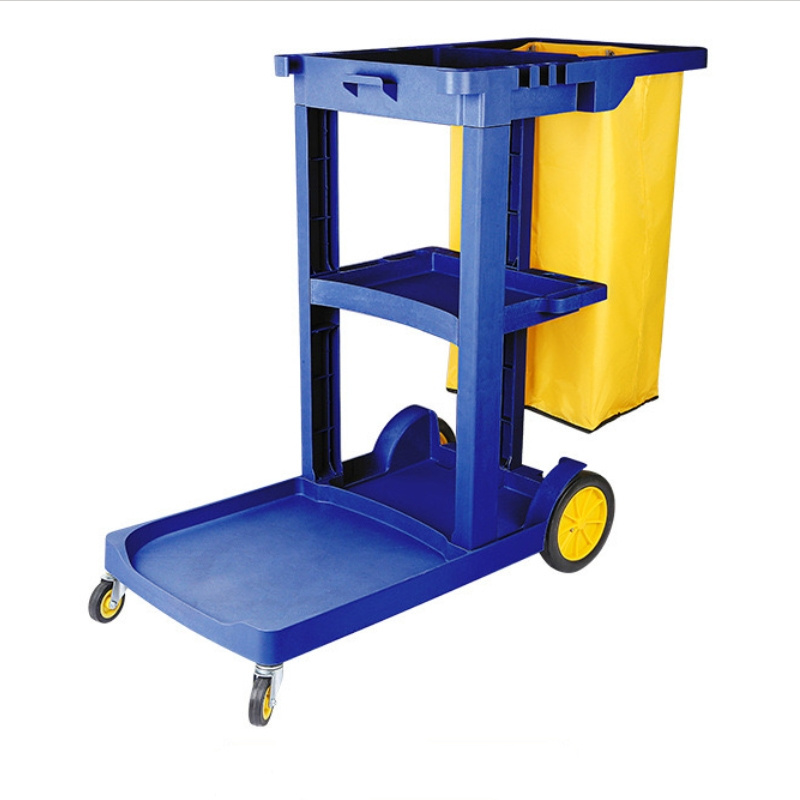 Multi-function Plastic Cleaning Cart Housekeeping Trolley Restaurant Hotel Cleaning Trolley Cart with Wheels