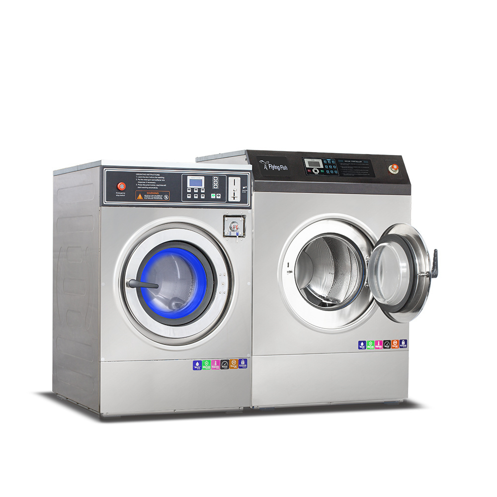 Commercial Coin Operated Laundry Washing Equipment Coin or Card Washing Machine with Dryer