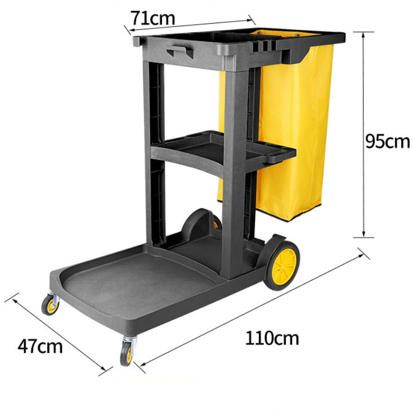 Commercial Hotel Housekeeping Supplies Plastic Cleaning Trolley Janitor Cart Janitorial Trolley