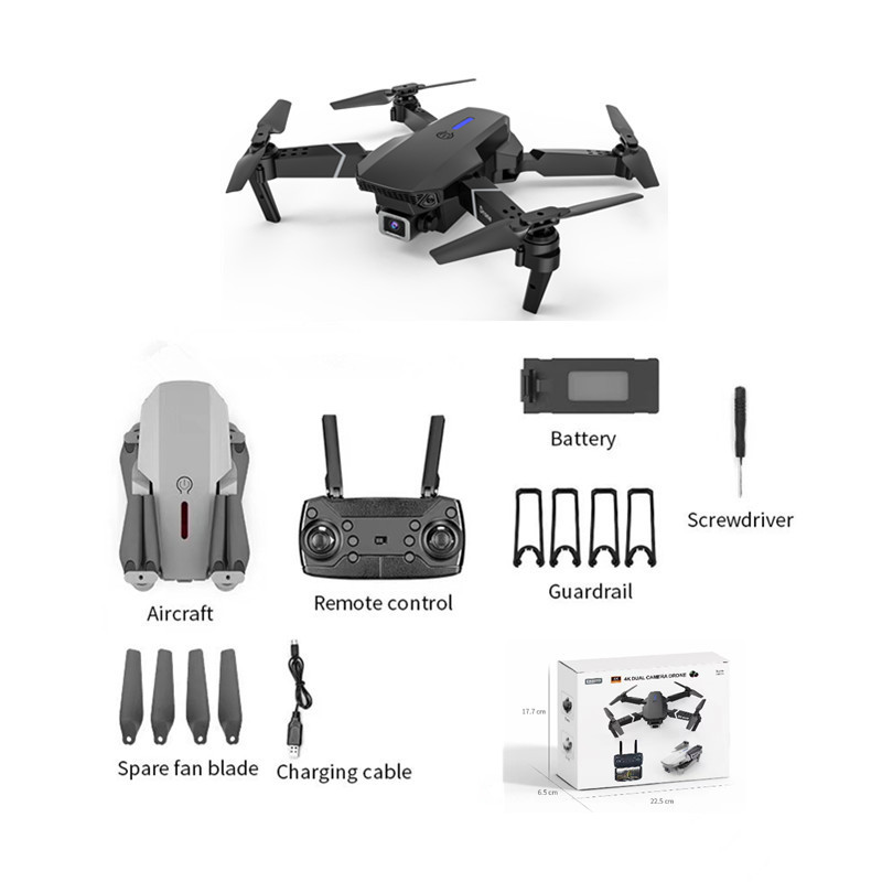 2023 New E88 Drone With Wifi FPV 1080P 4K HD Dual Camera RC Quadcopter 14 Minutes black hornet drone