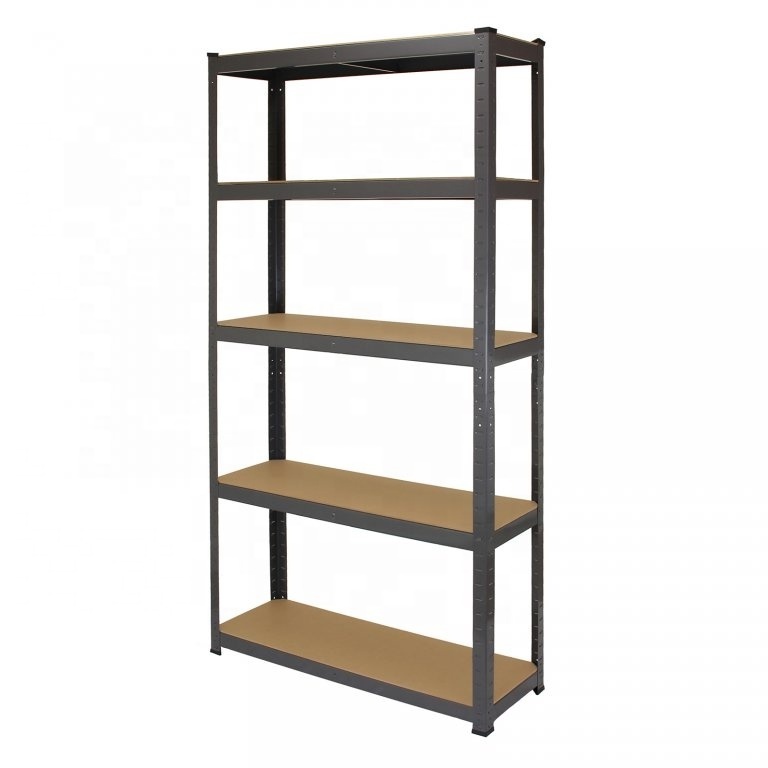 5 Tier black Silver Metal Storage Rack Shelving non-Wire Shelf Kitchen Office Unit Stand shelving