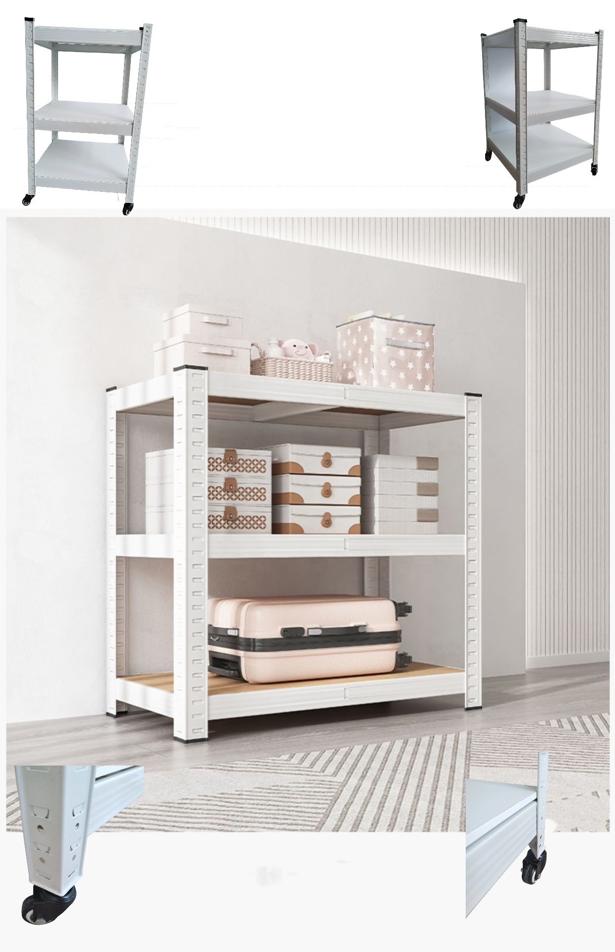 white color Heavy Duty 5 Tier Steel Muscle Rack Storage Shelving Unit Adjustable Metal Shelf