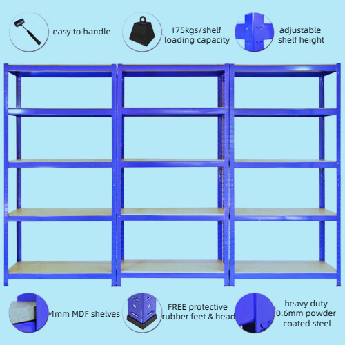 Strong Muscle Rack Shelf Garage Steel Metal Storage 5 Level Adjustable Shelves Rack