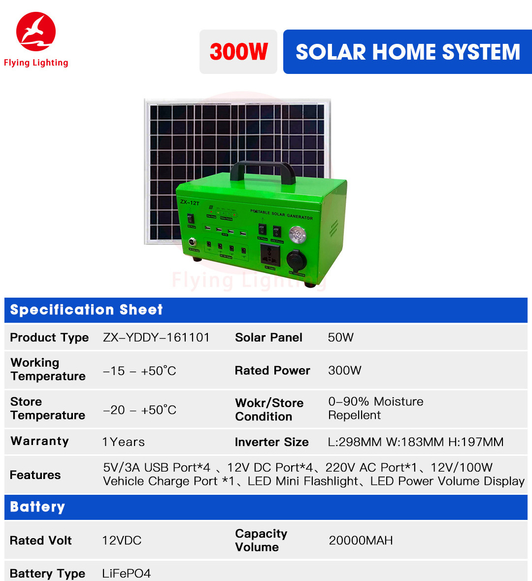 Outdoor 300W 500W 220V UPS Generator Solar Lifepo4 Lithium Battery Portable Power Supply Station With Solar Panel