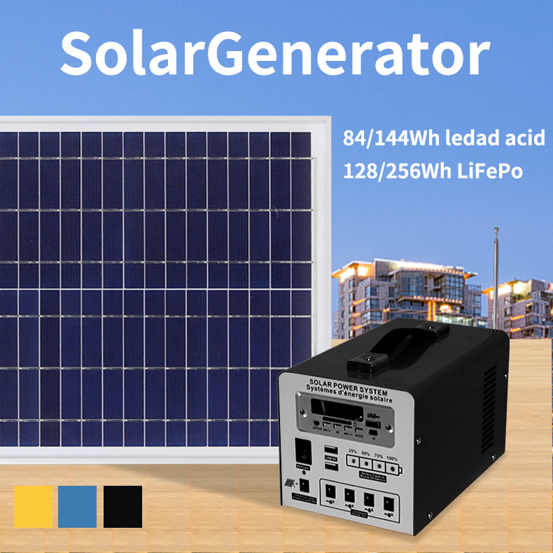 Portable Power Station Outdoor DC USB Mobile Supply 128Wh 256Wh Solar Generator High Power Energy Storage System With Radio