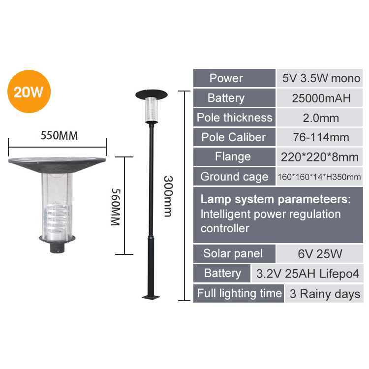 10 Ft Garden Disk Light with Pole IP65 Waterproof Solar Lawn Deck Light Outdoor Led Warm White Solar garden light