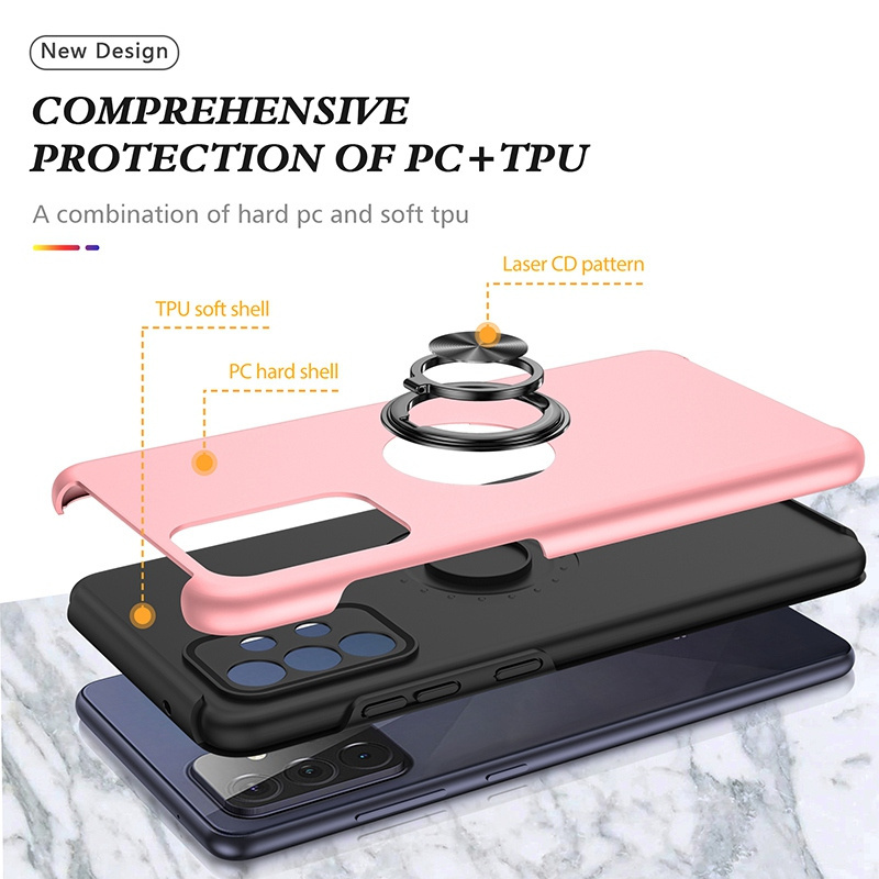 Light Weight Magnetic TPU PC Phone Case for Samsung Galaxy A72 Cover with Ring Holder