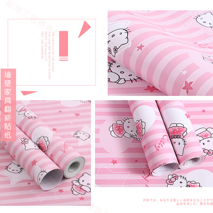 Cartoon hello kitty doraemon wall paper rolls for children room kids wallpaper