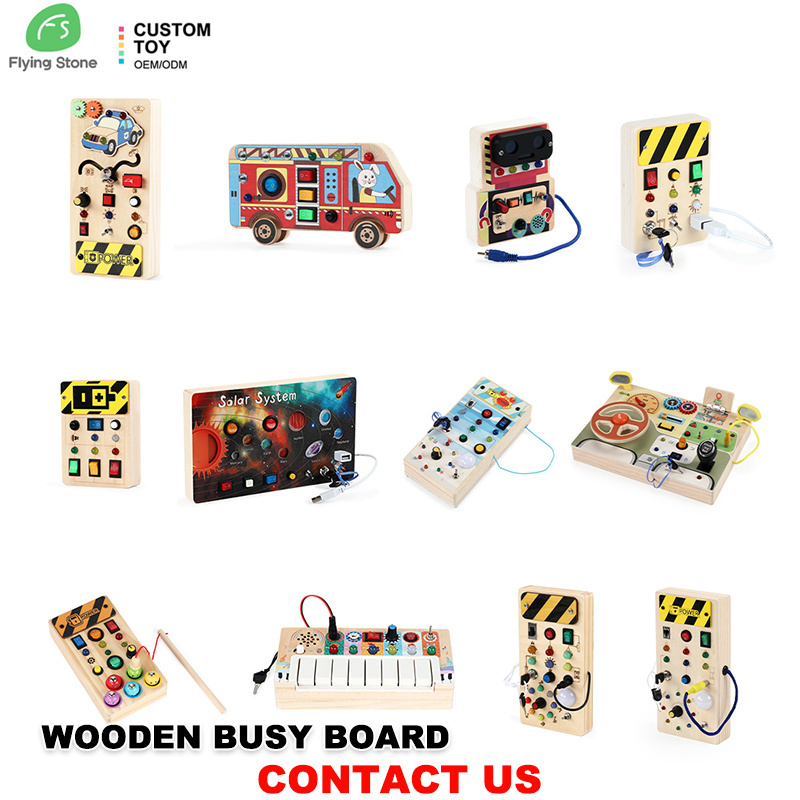 Hot Sale Wholesale Cheap Driving Learning Steering Wheel  Led Light Piano Children Educational Montessori Toys Wooden Busy Board