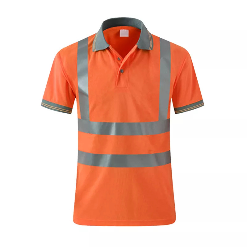 Custom Logo Hi Visible Polo T-Shirts Reflective Material Safety Work Wear Construction Mens Reflective Safety Clothing