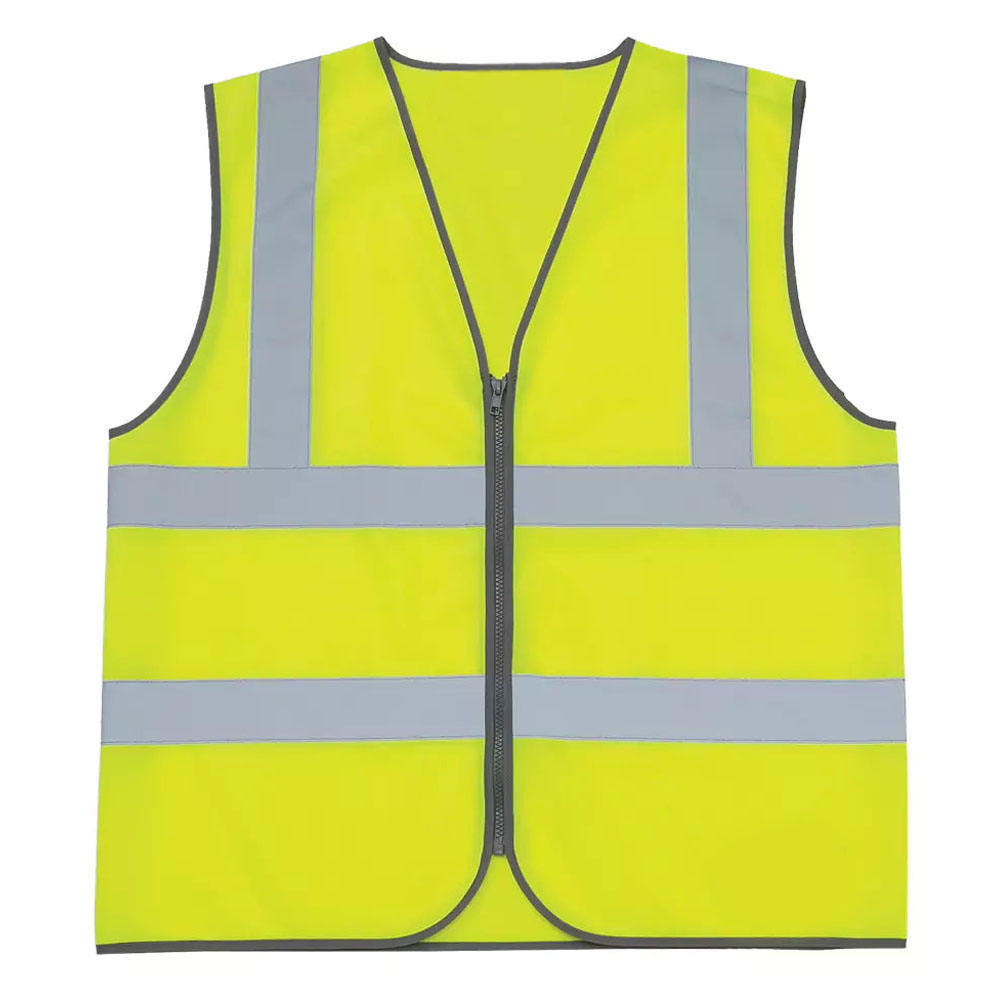 Security Safety Vest With Zipper High Visibility Reflective Vest Road Construction Security Jacket Safety Vest With Pocket