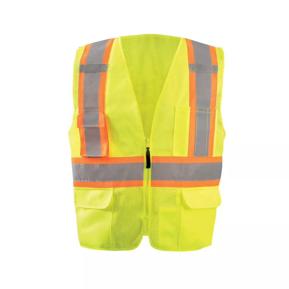 Mesh Design Reflective Warning Safety Clothing High Visibility Reflective Vest With Pockets and Zipper