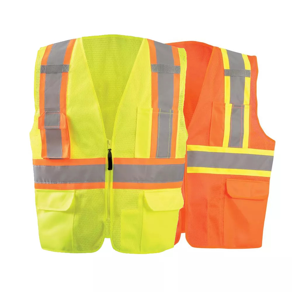 Mesh Design Reflective Warning Safety Clothing High Visibility Reflective Vest With Pockets and Zipper