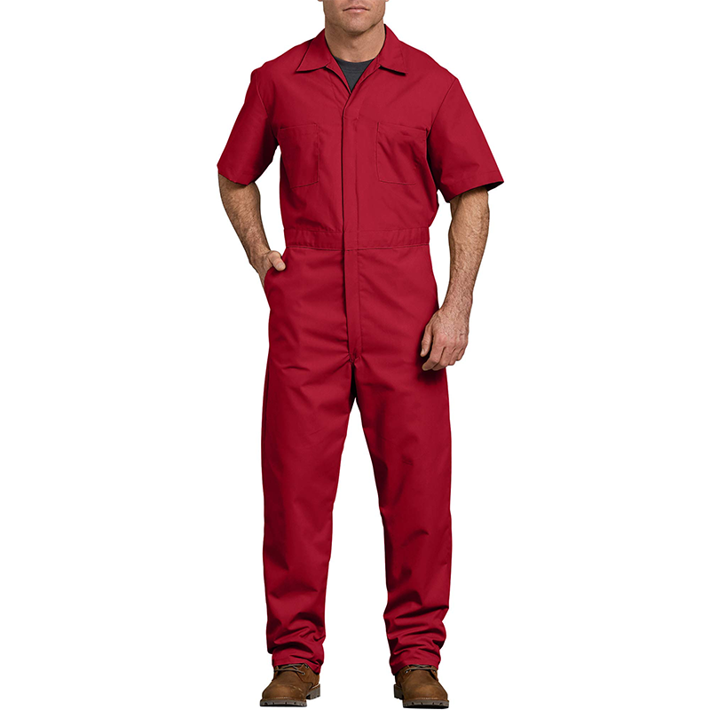 Wholesale Men's Mechanic Construction Coverall Work Suit Jumpsuit Short Sleeve Custom Workwear Uniforms Bib Overall with Pocket