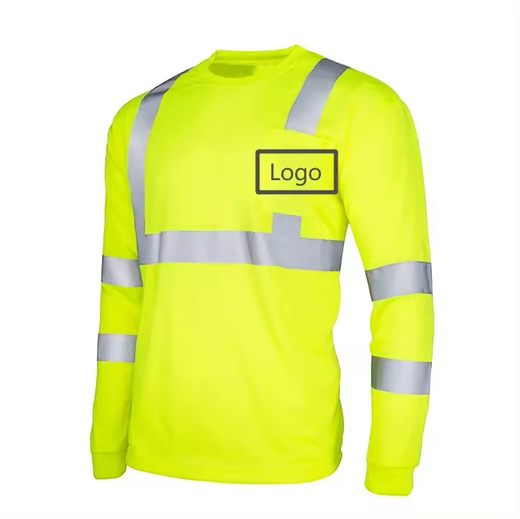 Ansi Class 3 safety shirt work wear fluorescent yellow Construction engineer Safety Long Sleeve Hi Vis shirts