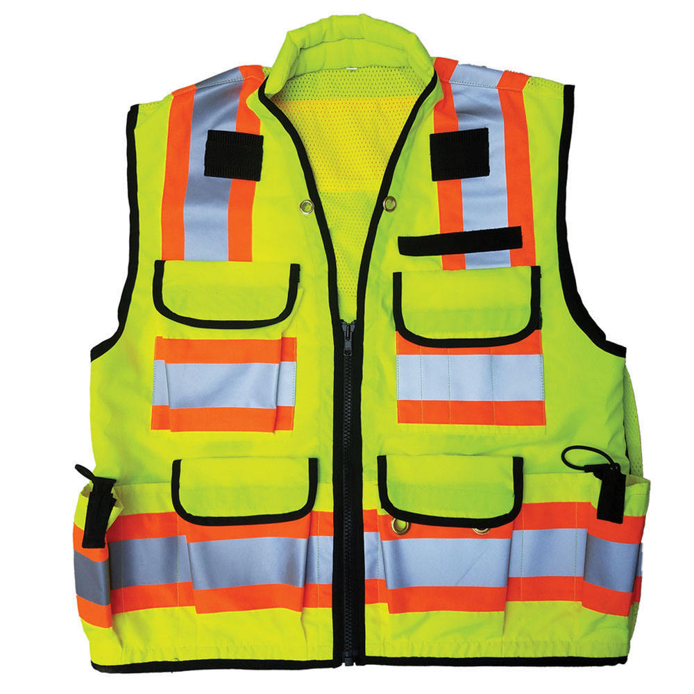 Security Safety Vest With Zipper High Visibility Reflective Vest Road Construction Security Jacket Safety Vest With Pocket