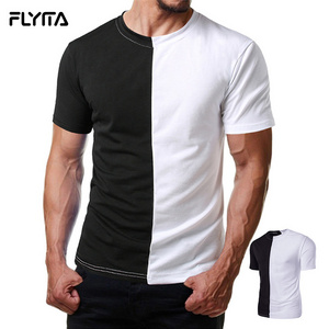 New Design Plus Size t shirt Men Summer Short Sleeve Round Neck Half Black Half White Vintage Custom Logo t shirt