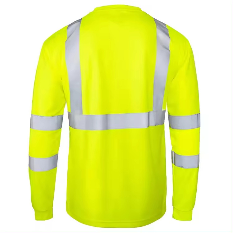 Ansi Class 3 safety shirt work wear fluorescent yellow Construction engineer Safety Long Sleeve Hi Vis shirts