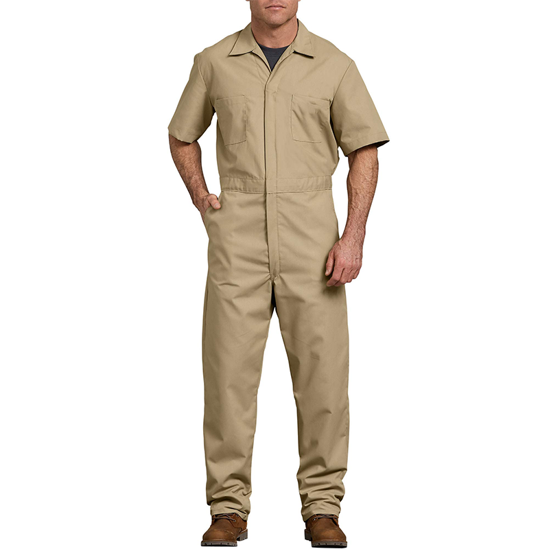 Wholesale Men's Mechanic Construction Coverall Work Suit Jumpsuit Short Sleeve Custom Workwear Uniforms Bib Overall with Pocket