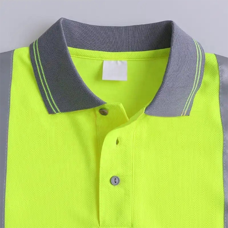 Custom Logo Hi Visible Polo T-Shirts Reflective Material Safety Work Wear Construction Mens Reflective Safety Clothing