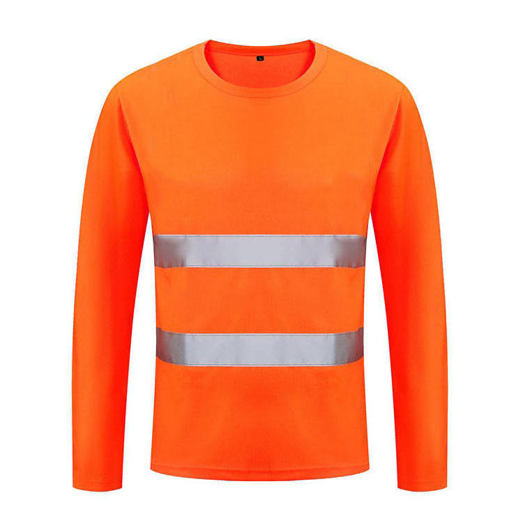 High Visibility Fluorescent Long Sleeve Quick Dry Hi Vis Workwear Custom Construction Men Work Wear Reflective Safety T Shirt