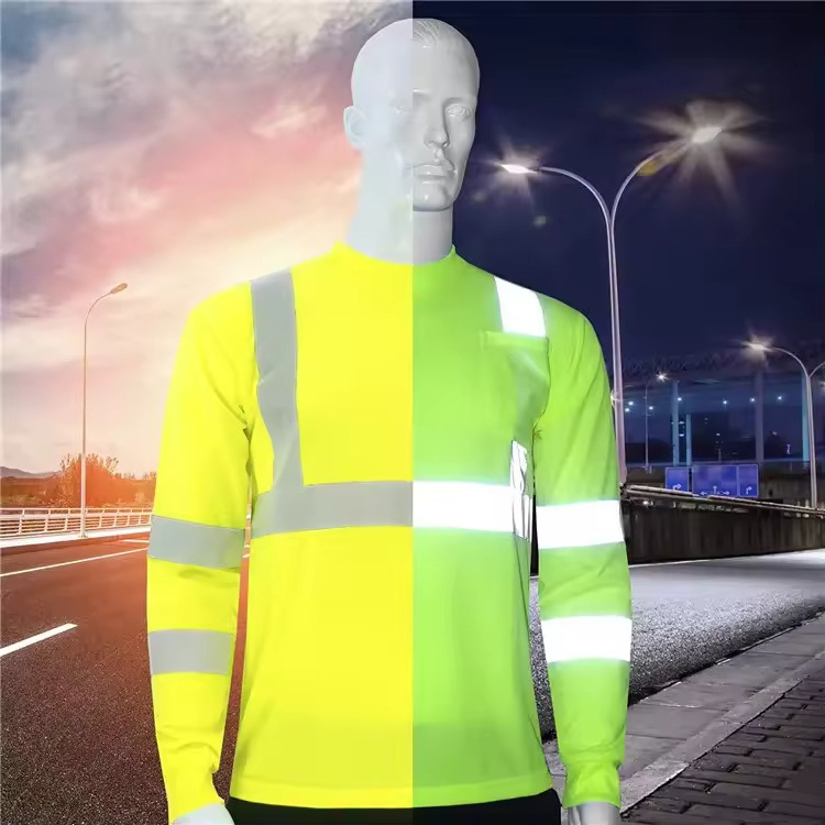 Ansi Class 3 safety shirt work wear fluorescent yellow Construction engineer Safety Long Sleeve Hi Vis shirts