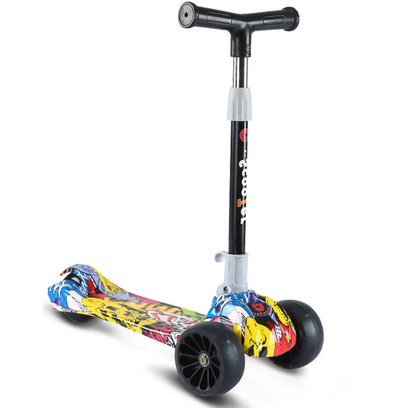 Child Scooter Folding Kick Scooter Adjustable Height Skateboard For Kids With LED Light Outdoor Kids Foot Scooter