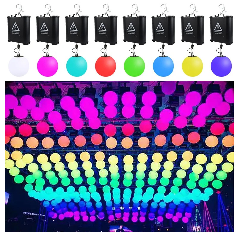 Amusement color changing light hanging lifting DMX LED kinetic ball pendant led light motorized led lifting light ball