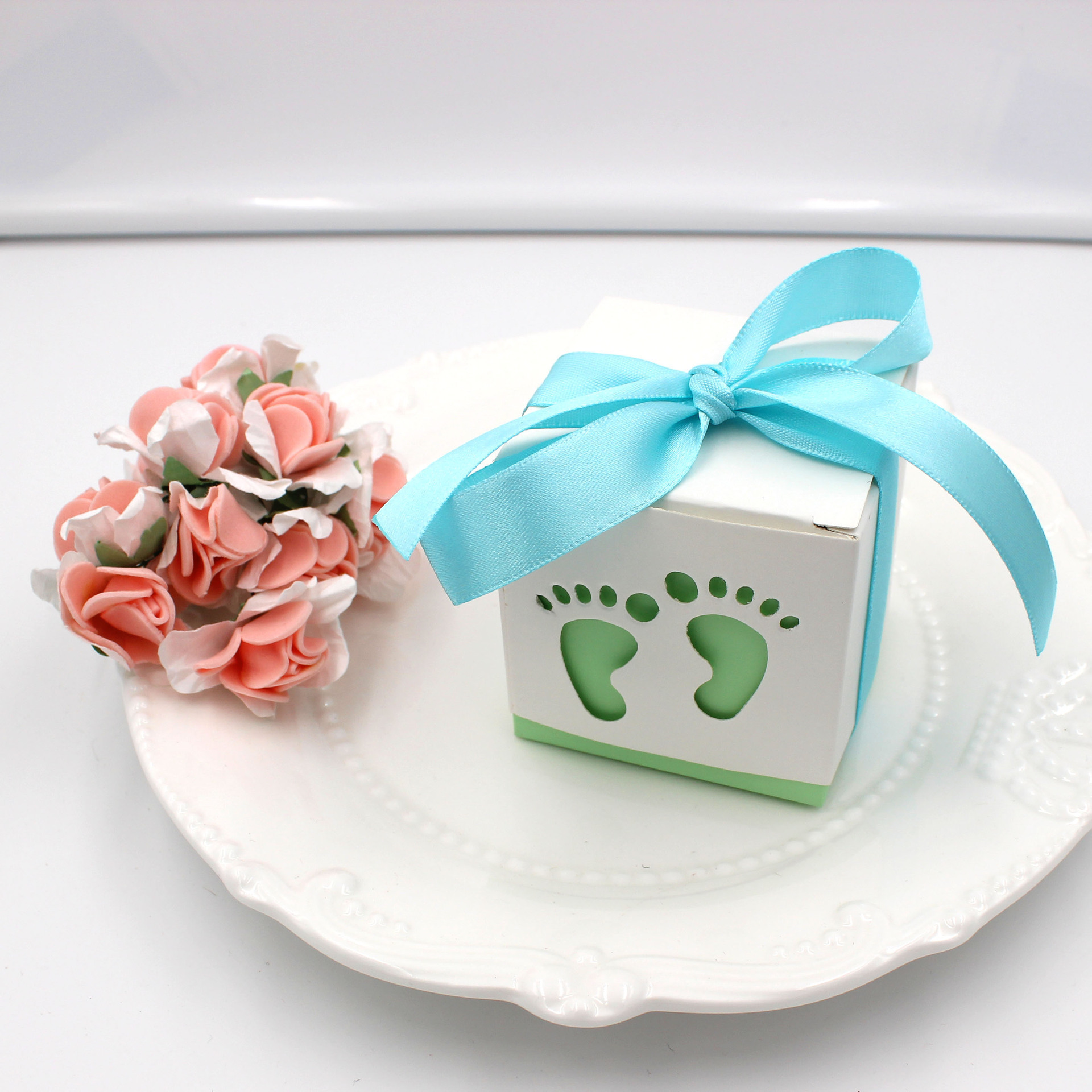 Baby Shower Baby Foot Candy Box Laser Cut-out Baby Shower Favor Gift Candy Box Gift Boxes For Boy Girl Birthday Party