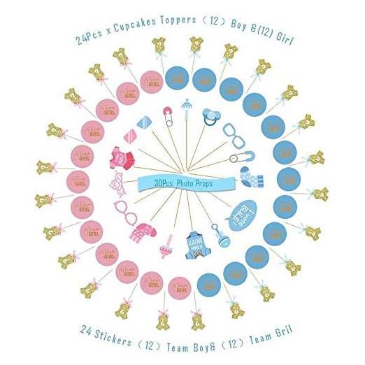 Gender Reveal Party Supplies (120 PCS) by Serene Selection Baby Shower Decorations Kit Confetti Pink Blue Balloons and otheritem