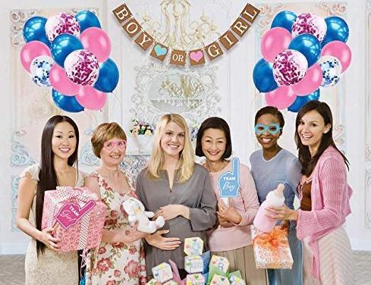 Gender Reveal Party Supplies (120 PCS) by Serene Selection Baby Shower Decorations Kit Confetti Pink Blue Balloons and otheritem