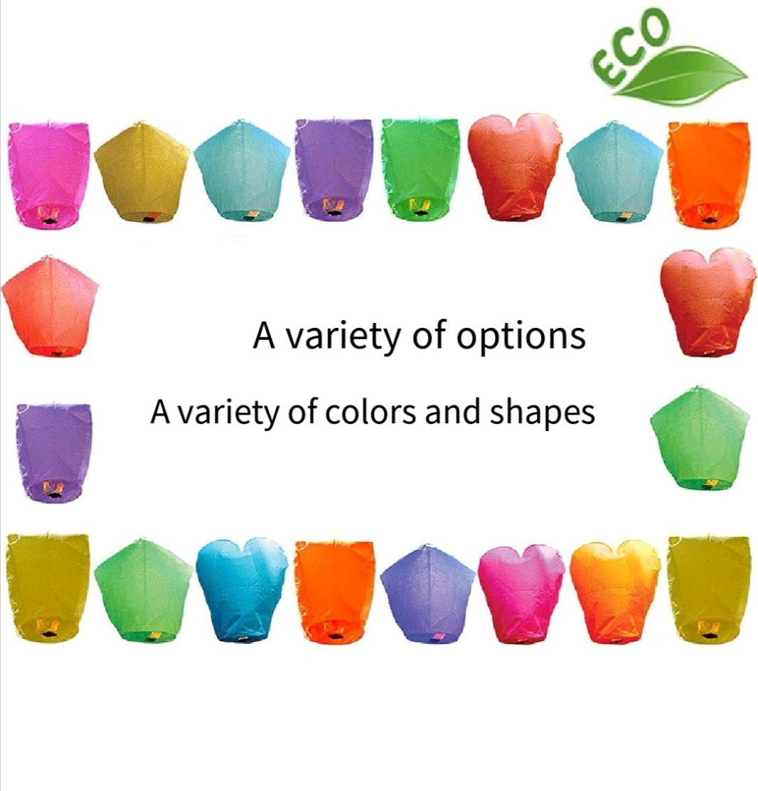 Origin Export Environmental Sky Flying Lantern Oval Diamond Heart Shape Colorful  Wishing Paper Lantern