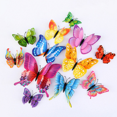 12 PCS/Set  3 D Butterfly Wall Decals Stickers Decoration for Wedding Paper Butterflies Cup Card Festival Party Art Decorations